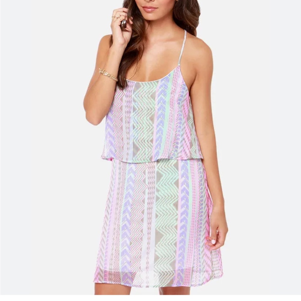 Lavender printed mini dress
